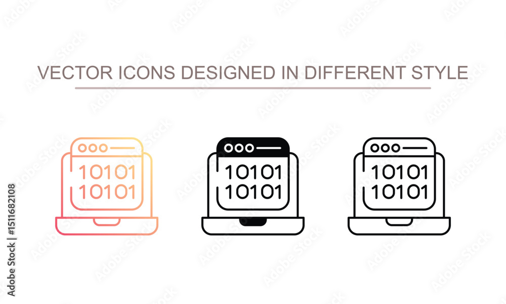 Naklejka premium Binary Code Storage icon design with white background stock illustration