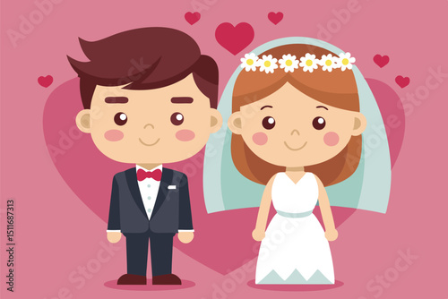 Happy couple celebrates their wedding with joy and love in a colorful, cheerful setting