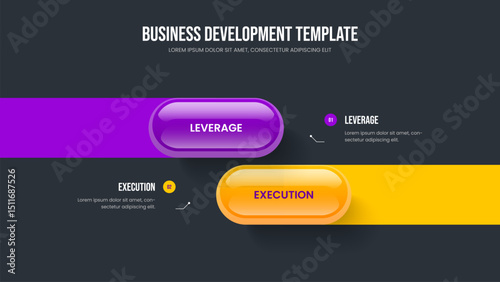 Product Insight Two Element Infographic Slide Design. Marketing Performance 2 Option Diagram Presentation Layout. Company Launch Frame Template Vector Illustration.