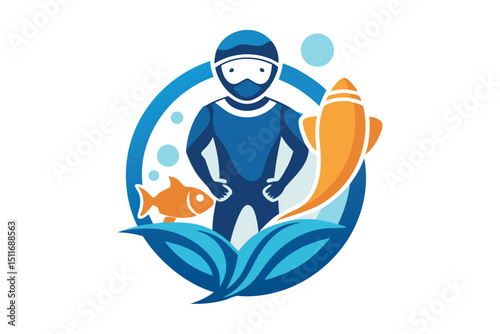 Diver exploring underwater life with colorful fish and aquatic plants in a vibrant ocean setting