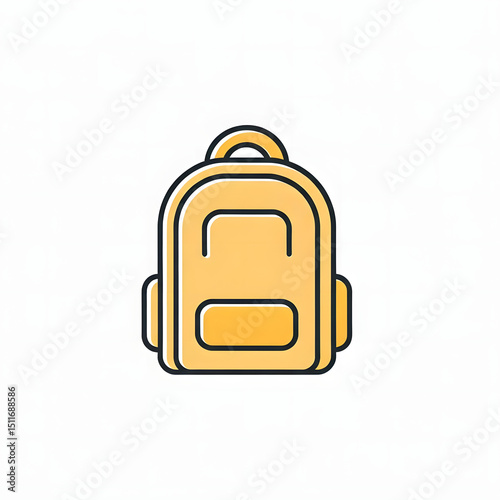 Minimal backpack icon school or travel theme white background.