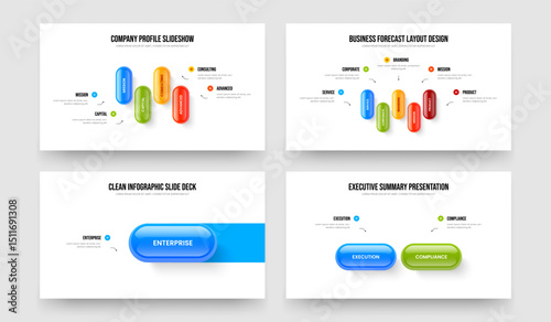 Sales Portfolio 4 5 1 2 Step Diagram Frame Template Bundle. Marketing Overview Four Five One Two Element Infographic Presentation Design Vector Illustration Collection.