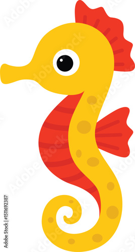 Cute Yellow and Red Seahorse