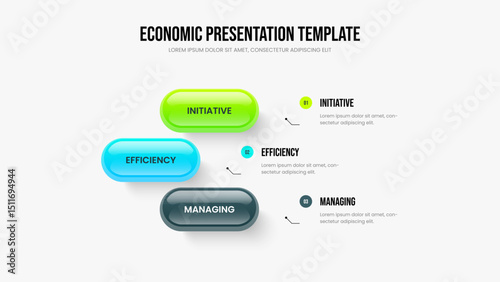 Business Campaign Three Option Diagram Frame Template. Digital Forecast 3 Step Infographic Slideshow Design. Service Review Slide Layout Vector Illustration.