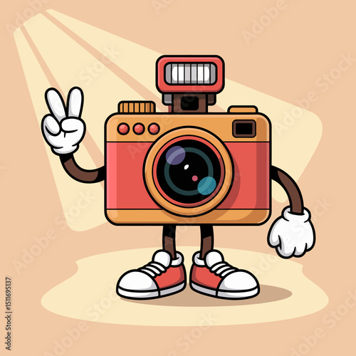 Cartoon Camera with Peace Sign