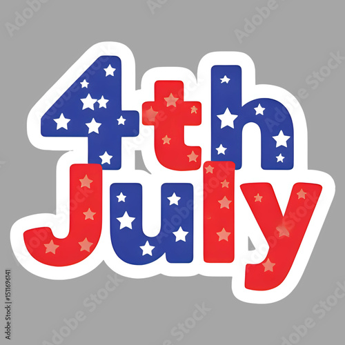 vector illustration of 4th july independence day.text Stickers set.