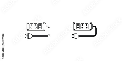 extension cord set icon with white background vector stock illustration