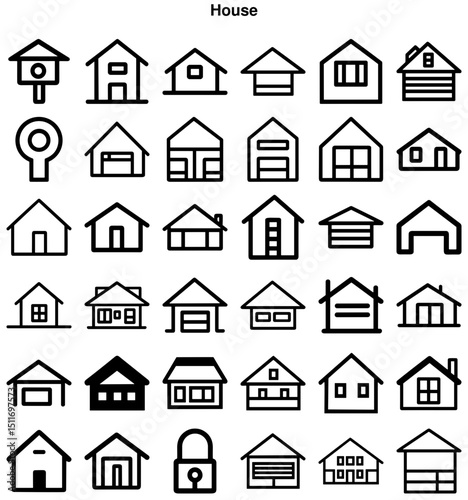 House and Home Icons: Residential Architecture and Real Estate Symbols