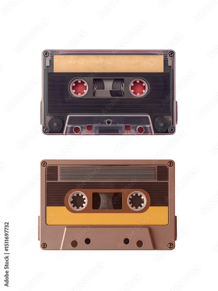 Obraz premium Old audio cassettes isolated on white background.