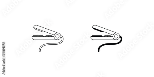 hair iron set icon with white background vector stock illustration