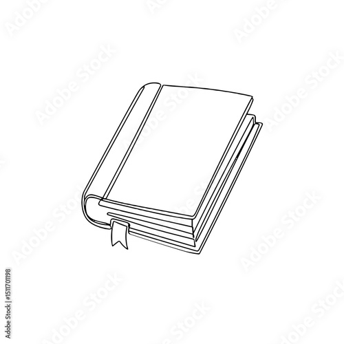 Outline of a closed book with a bookmark, reading and education concept