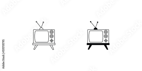 television set icon with white background vector stock illustration