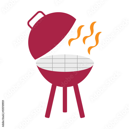 Round barbecue grill illustration. Vector illustration of BBQ grill isolated on white background
