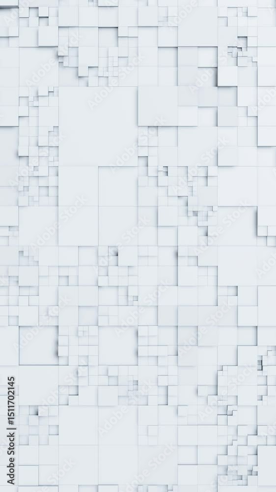 Background of white cubes moving at different levels. Vertical looped video. 3D rendering Background of white cubes moving at different levels. Vertical looped video. 3D rendering
