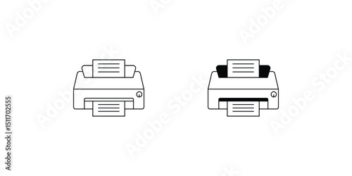 printer set icon with white background vector stock illustration