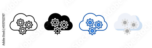 Cloud computing icon set bundle. Multi style icon collection perfect for websites, apps, and presentations. Simple vector icon collection