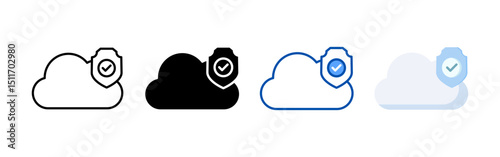 Cloud server icon set bundle. Multi style icon collection perfect for websites, apps, and presentations. Simple vector icon collection