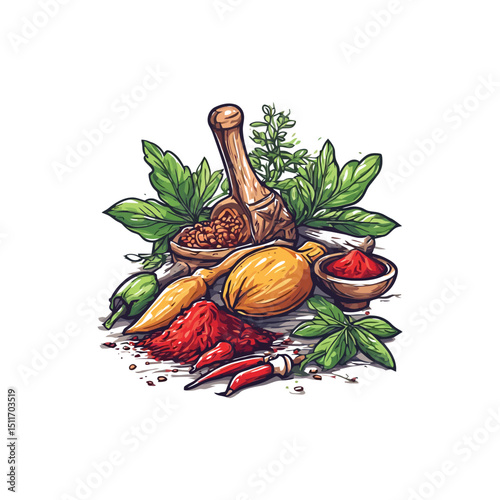 Fresh Herbs and Spices Vector Set Cooking Ingredients Collection