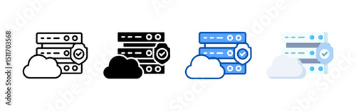 Cloud server icon set bundle. Multi style icon collection perfect for websites, apps, and presentations. Simple vector icon collection