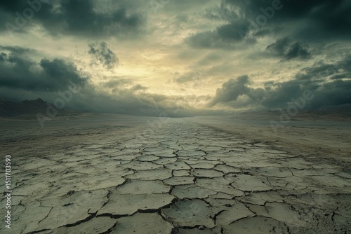 Desolate Highway. Barren Asphalt Road Through a Dystopian Landscape