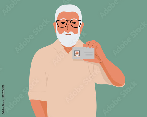Verification ID is an illustration of Verification ID using system of face recognition and personal ID. The concept is take a photo by holding their own ID to get verified. Vector illustration.