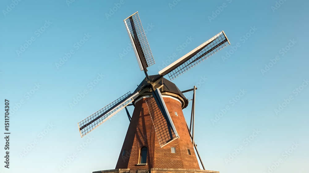 Obraz premium Portrait of Historic hulling and grist windmill Zeldenrust in Dokkum, Netherlands