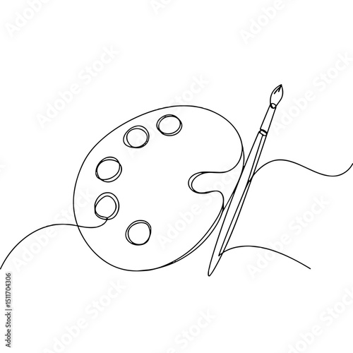 Outline of an artist's palette with brush representing creativity and painting concept