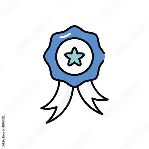 Ribbon Badge vector icon stock illustration