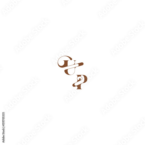 wedding logo concept UP bold and hairline initial letter elegant curve monogram