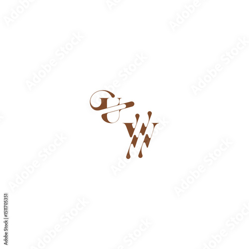 wedding logo concept UW bold and hairline initial letter elegant curve monogram