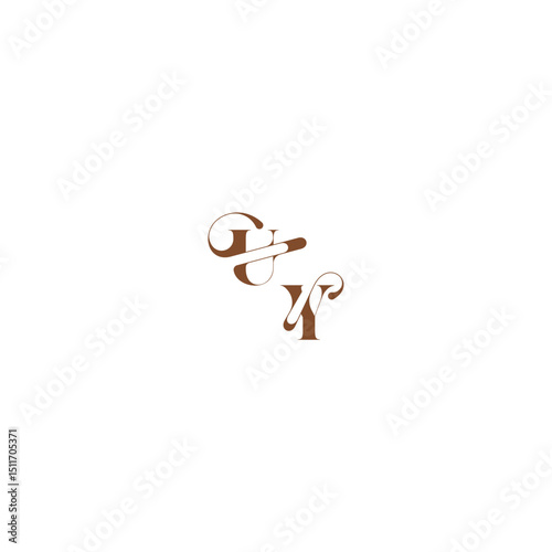 wedding logo concept UY bold and hairline initial letter elegant curve monogram