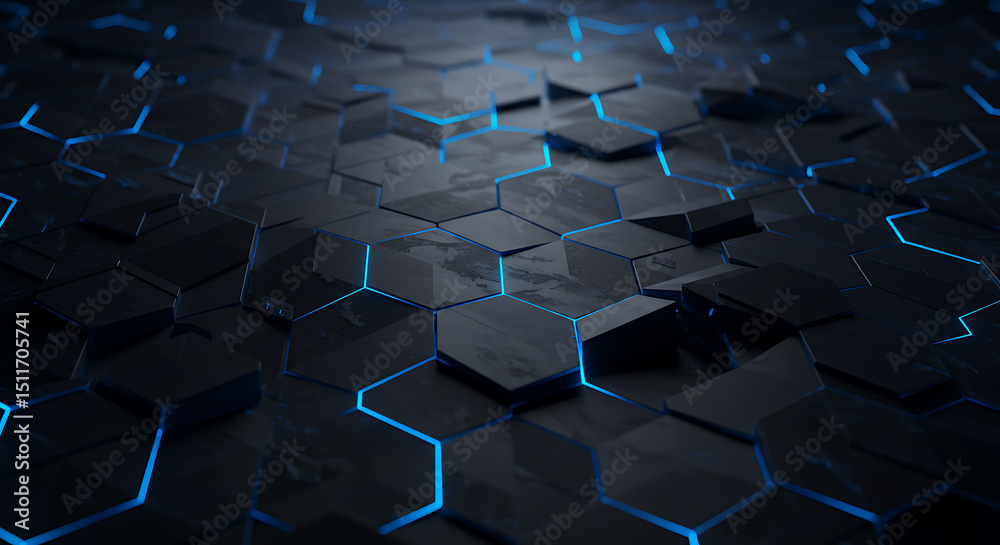 Fototapeta premium Abstract Blue Geometric Shapes Floating