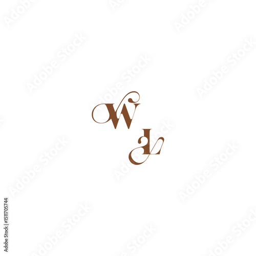 wedding logo concept WL bold and hairline initial letter elegant curve monogram