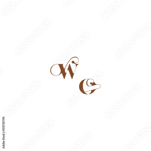 wedding logo concept WO bold and hairline initial letter elegant curve monogram