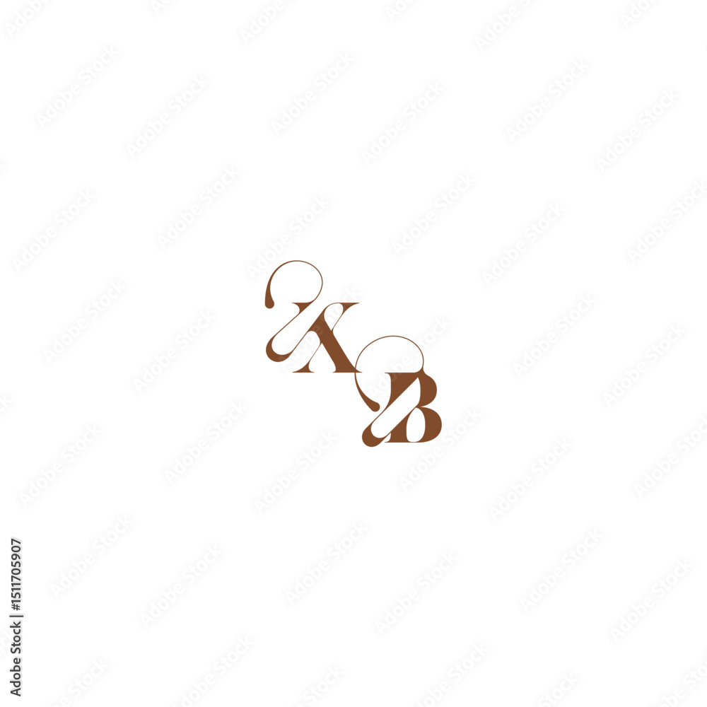 Fototapeta premium XB letter wedding logo concept elegant curve monogram bold and hairline initial