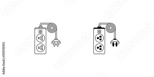 extension cord set icon with white background vector stock illustration