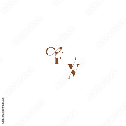 elegant curve monogram FV wedding logo concept bold and hairline initial letter