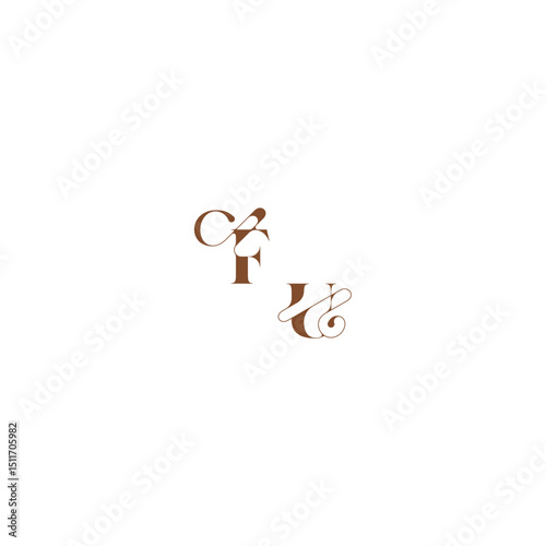 elegant curve monogram FU wedding logo concept bold and hairline initial letter