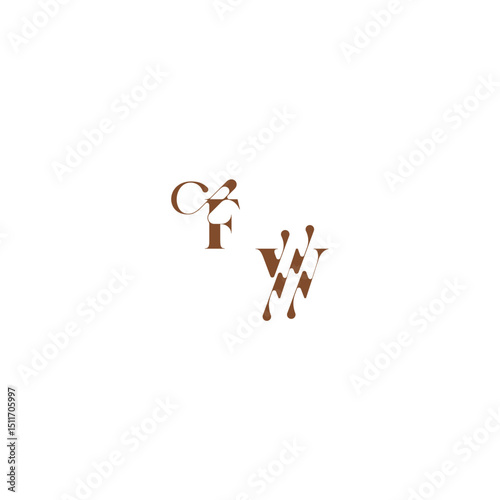 elegant curve monogram FW wedding logo concept bold and hairline initial letter