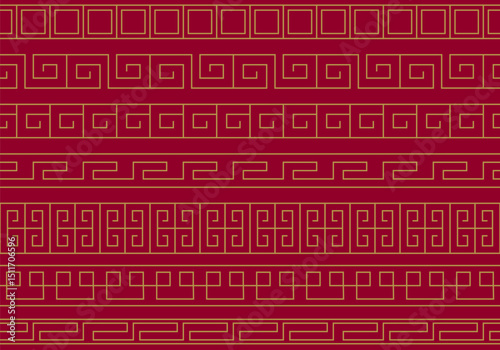 Set of Chinese style borders. Chinese borders. Traditional Asian design. Oriental ornaments. Decorative frame. Square geometry pattern lines. Creative dividers. Eastern motif. Japanese tracery