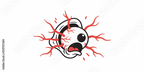 Vector Eyeball Out of Socket, Creepy Cartoon Anatomy Illustration