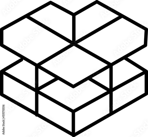 This shows geometric pattern composed of interlocking hexagons, creating three dimensional effect. design is simple and modern, often used in graphic design and architecture