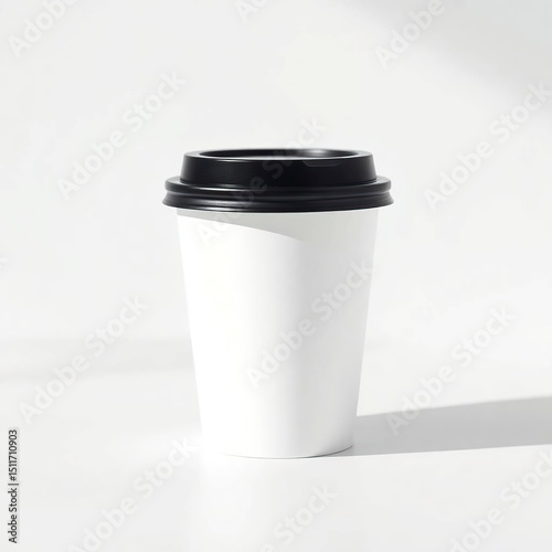 Blank white coffee cup with black lid (2)
