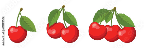 Cherry berry icon set collection in flat style. Fresh fruit vector illustration on isolated background. Fresh cherry sign business concept.