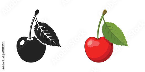 Cherry berry icon in flat style. Fresh fruit vector illustration on isolated background. Fresh cherry sign business concept.