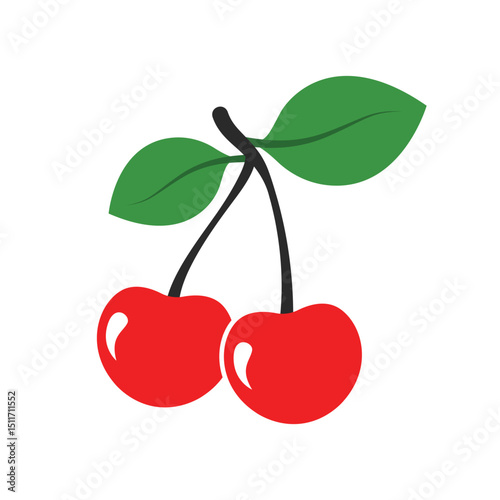 Cherry berry icon in flat style. Fresh fruit vector illustration on isolated background. Fresh cherry sign business concept.