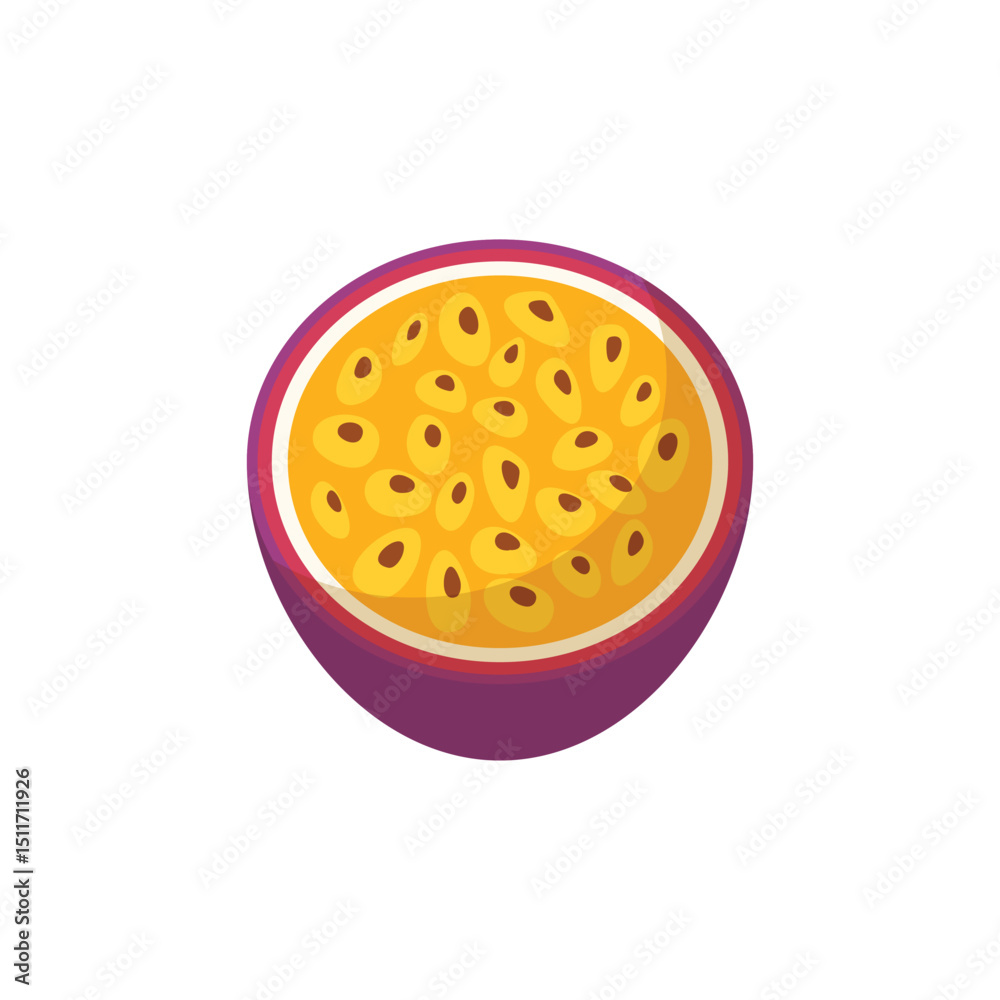 Passion fruit icon in flat style. Passionfruit vector illustration on isolated background. Nature snack sign business concept.