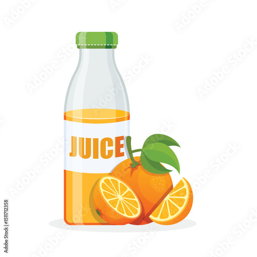 Orange juice icon in flat style. Fruit drink vector illustration on isolated background. Fresh juice sign business concept.