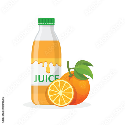 Orange juice icon in flat style. Fruit drink vector illustration on isolated background. Fresh juice sign business concept.