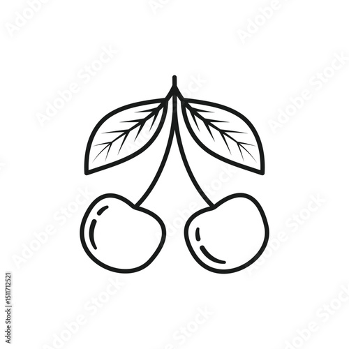 Cherry berry icon in flat style. Fresh fruit vector illustration on isolated background. Fresh cherry sign business concept.